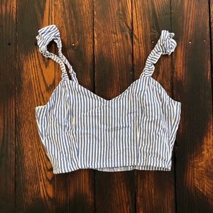 Blue & White striped crop top